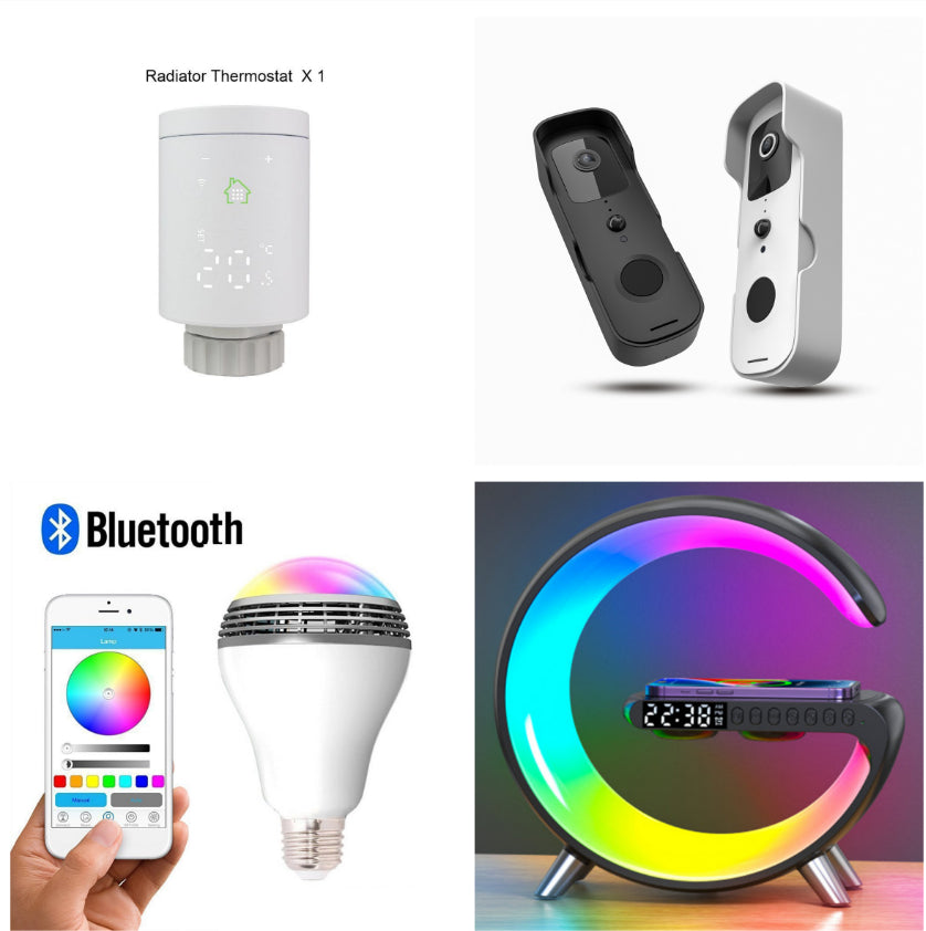 New Intelligent G Shaped LED Lamp Bluetooth Speaker Wireless Charger Atmosphere Lamp App Control For Bedroom Home Decor